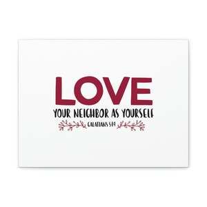 Scripture Sign Love Your Neighbor Galatians 5:14 Red Christian Wall Art Bible V